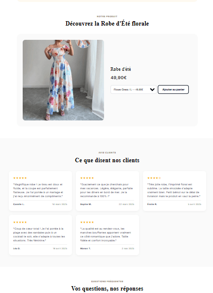 Produit et avis robe d'été